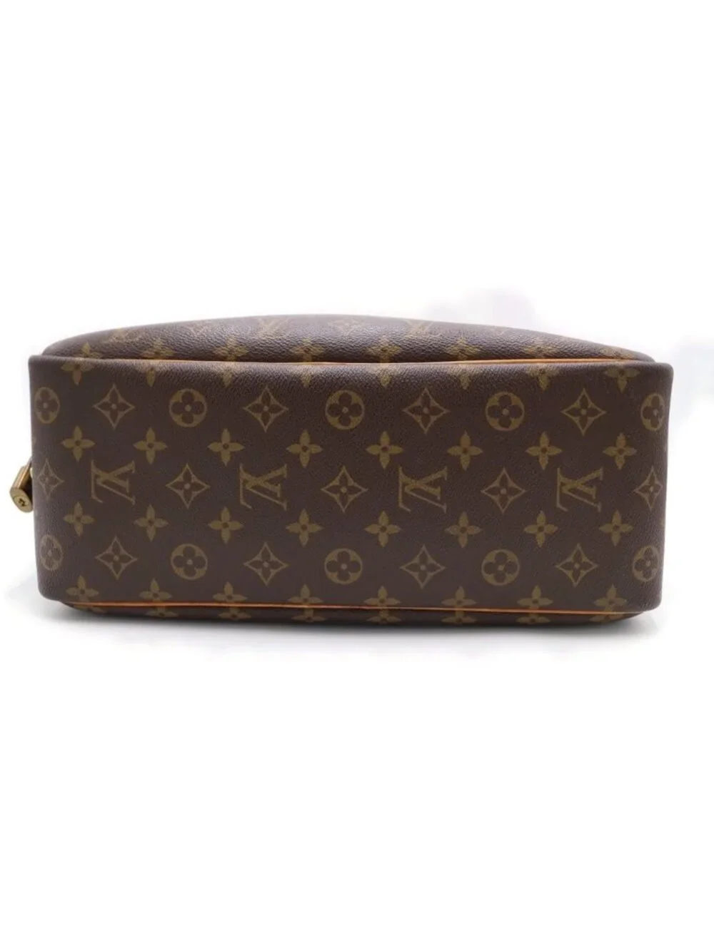 Louis Vuitton Monogram Deauville Handbag Brown Leather Gold